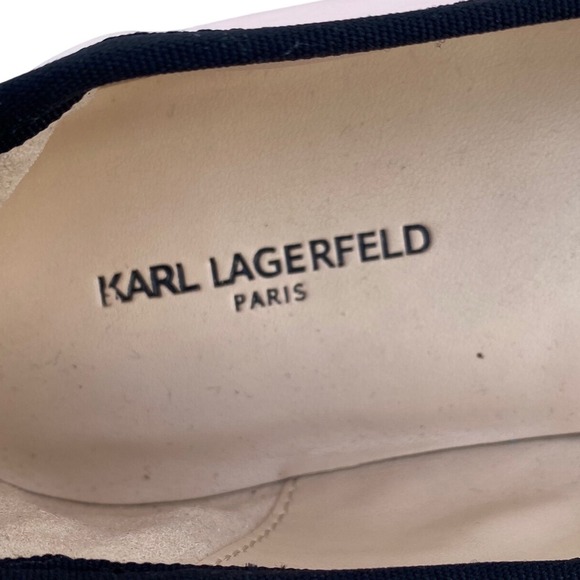 Karl Lagerfeld Leroux Paris Womens Ballet Flats Pink Leather Black Trim Size 10 - Picture 5 of 8